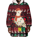 Guinea Christmas Wearable Blanket Hoodie Festive Dove String Lights and Red Black Holiday - African Pride