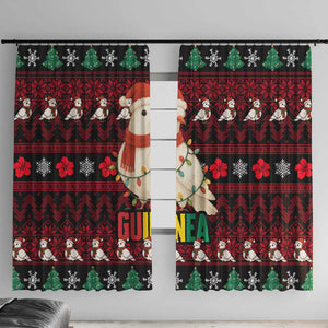 Guinea Christmas Window Curtain Festive Dove String Lights and Red Black Holiday - African Pride