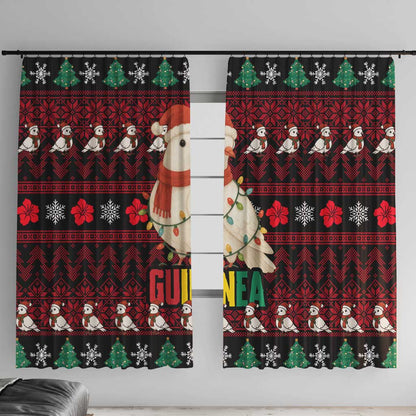 Guinea Christmas Window Curtain Festive Dove String Lights and Red Black Holiday - African Pride