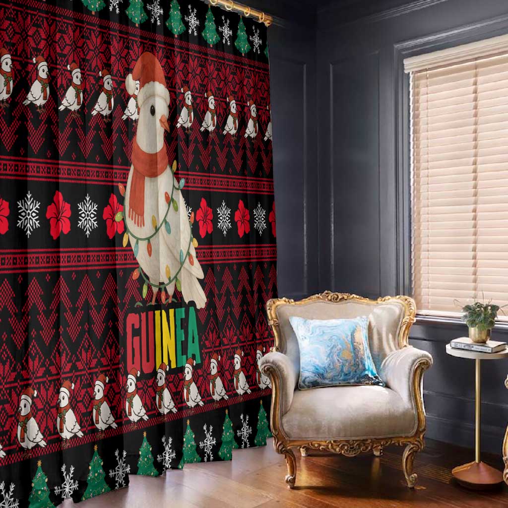 Guinea Christmas Window Curtain Festive Dove String Lights and Red Black Holiday - African Pride