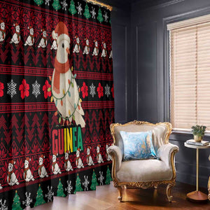 Guinea Christmas Window Curtain Festive Dove String Lights and Red Black Holiday - African Pride