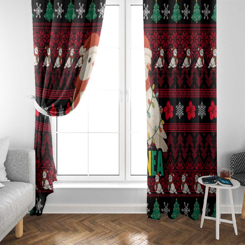 Guinea Christmas Window Curtain Festive Dove String Lights and Red Black Holiday - African Pride