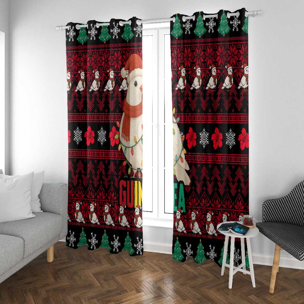 Guinea Christmas Window Curtain Festive Dove String Lights and Red Black Holiday - African Pride