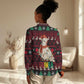 Guinea Christmas Women Casual Shirt Festive Dove String Lights and Red Black Holiday - African Pride