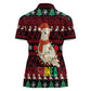 Guinea Christmas Women Polo Shirt Festive Dove String Lights and Red Black Holiday - African Pride