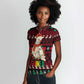 Guinea Christmas Women Polo Shirt Festive Dove String Lights and Red Black Holiday - African Pride