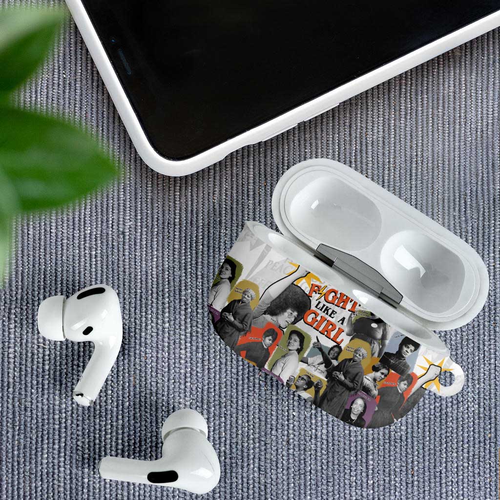 Black History Fight Like A Girl AirPods Case African Feminist Icons and Bold Retro Art Style - African Pride