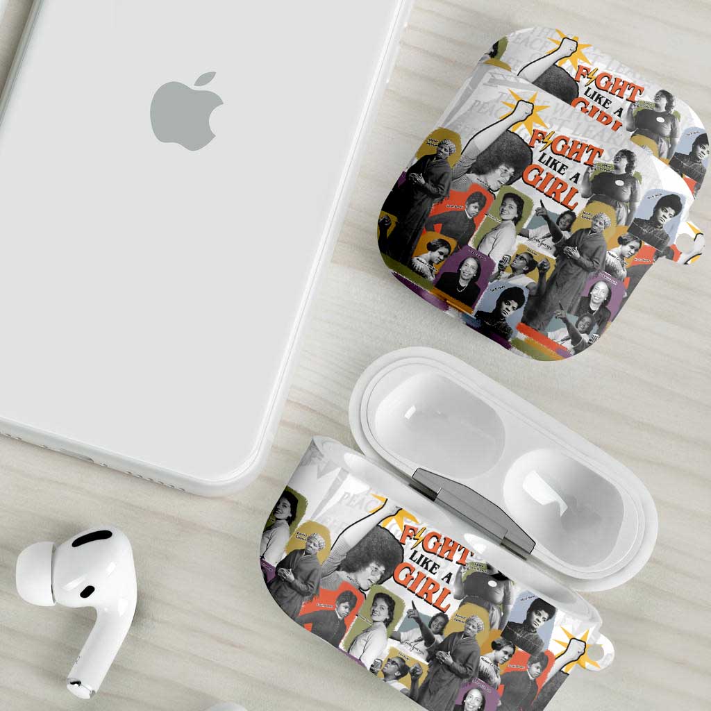 Black History Fight Like A Girl AirPods Case African Feminist Icons and Bold Retro Art Style - African Pride