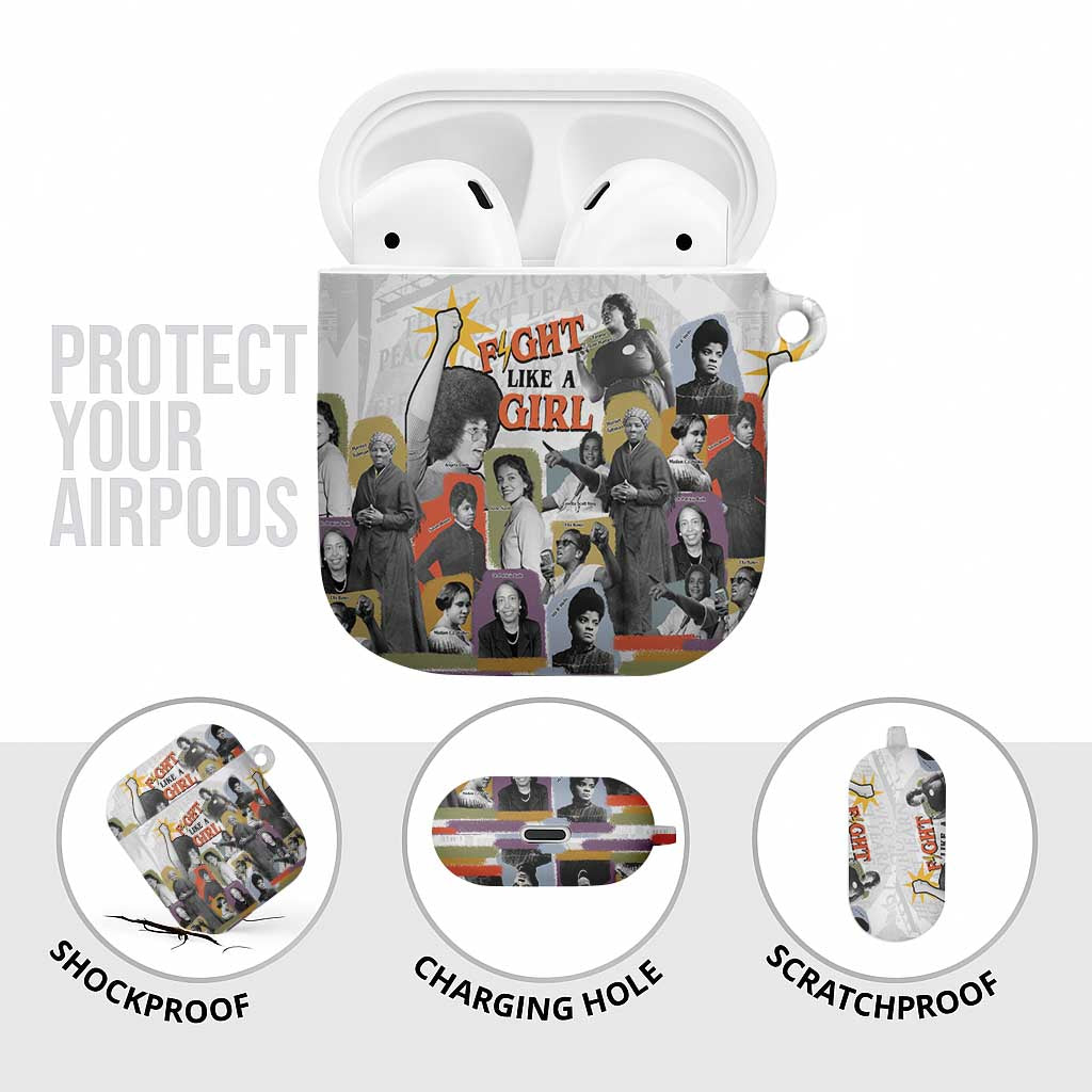 Black History Fight Like A Girl AirPods Case African Feminist Icons and Bold Retro Art Style - African Pride