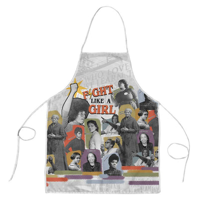 Black History Fight Like A Girl Apron African Feminist Icons and Bold Retro Art Style - African Pride