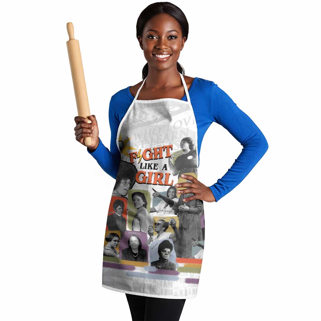 Black History Fight Like A Girl Apron African Feminist Icons and Bold Retro Art Style - African Pride
