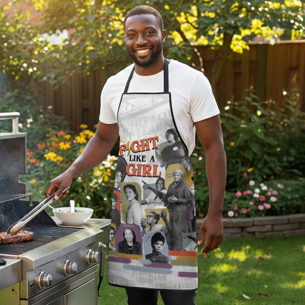 Black History Fight Like A Girl Apron African Feminist Icons and Bold Retro Art Style - African Pride