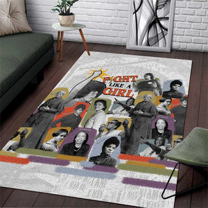 Black History Fight Like A Girl Area Rug African Feminist Icons and Bold Retro Art Style - African Pride