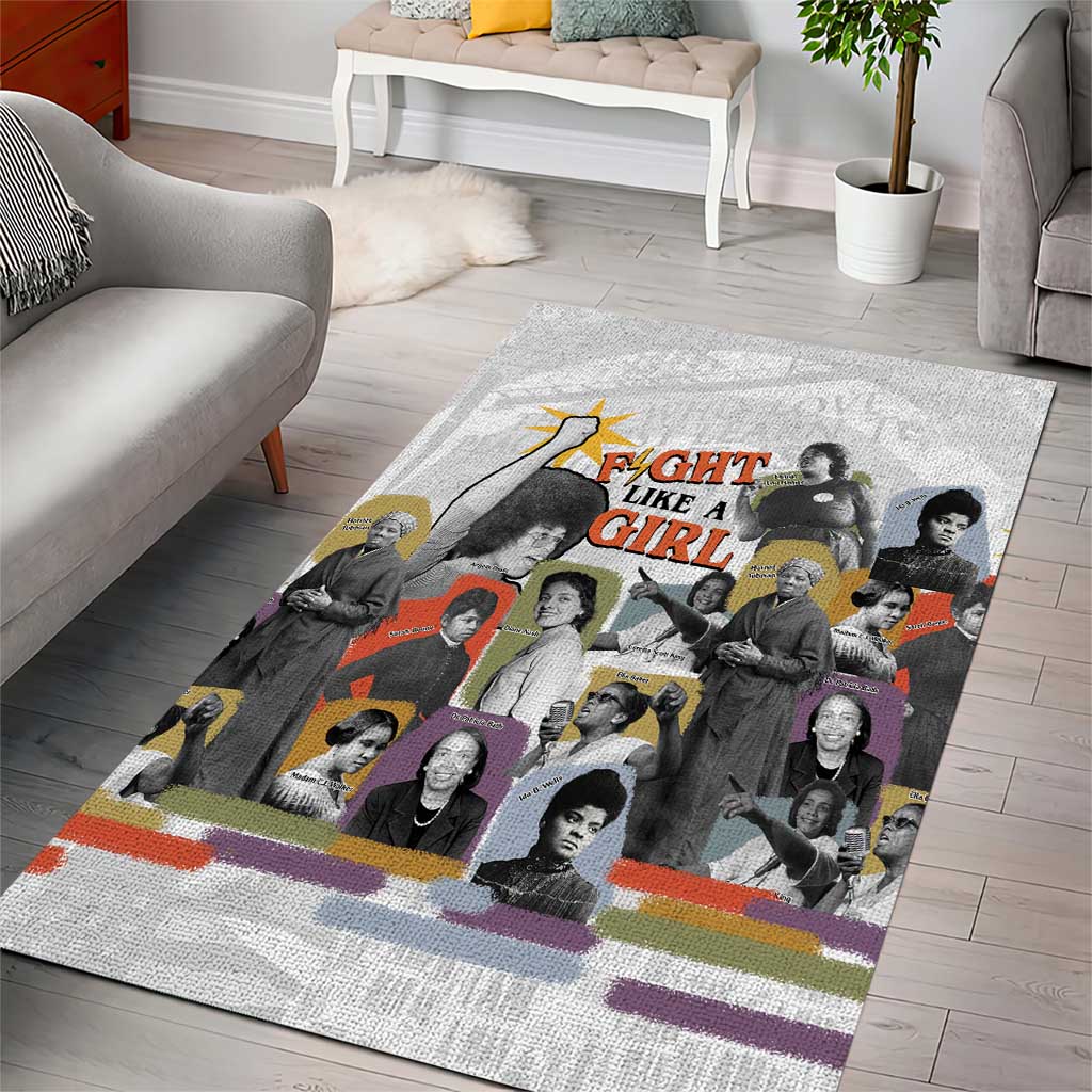 Black History Fight Like A Girl Area Rug African Feminist Icons and Bold Retro Art Style - African Pride