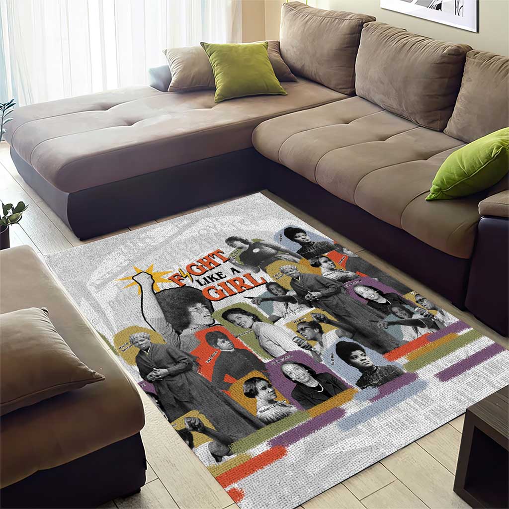 Black History Fight Like A Girl Area Rug African Feminist Icons and Bold Retro Art Style - African Pride