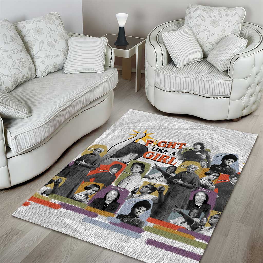 Black History Fight Like A Girl Area Rug African Feminist Icons and Bold Retro Art Style - African Pride