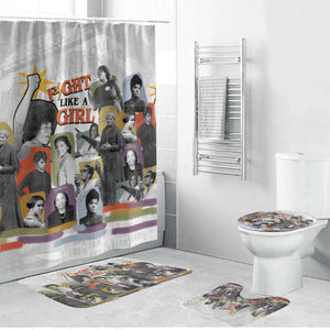 Black History Fight Like A Girl Bathroom Set African Feminist Icons and Bold Retro Art Style - African Pride