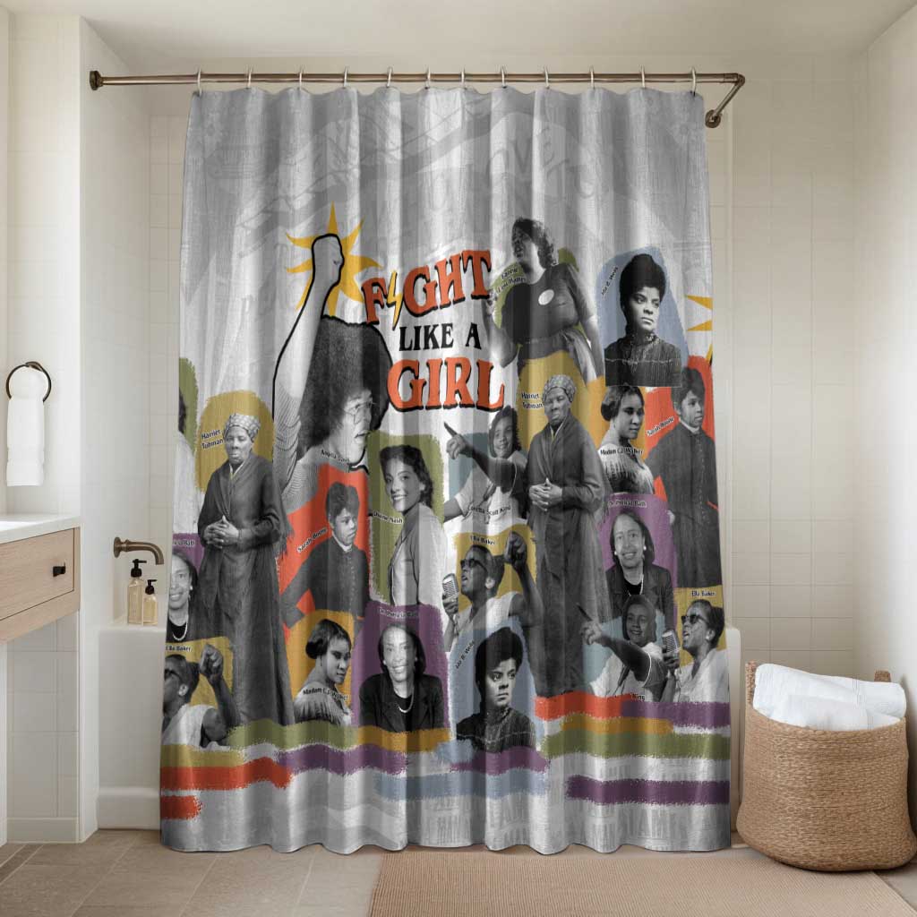 Black History Fight Like A Girl Bathroom Set African Feminist Icons and Bold Retro Art Style - African Pride