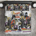 Black History Fight Like A Girl Bedding Set African Feminist Icons and Bold Retro Art Style - African Pride