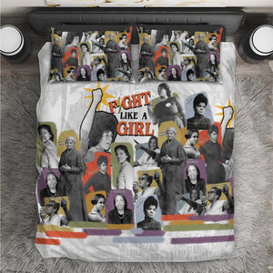 Black History Fight Like A Girl Bedding Set African Feminist Icons and Bold Retro Art Style - African Pride