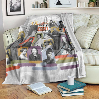 Black History Fight Like A Girl Blanket African Feminist Icons and Bold Retro Art Style - African Pride