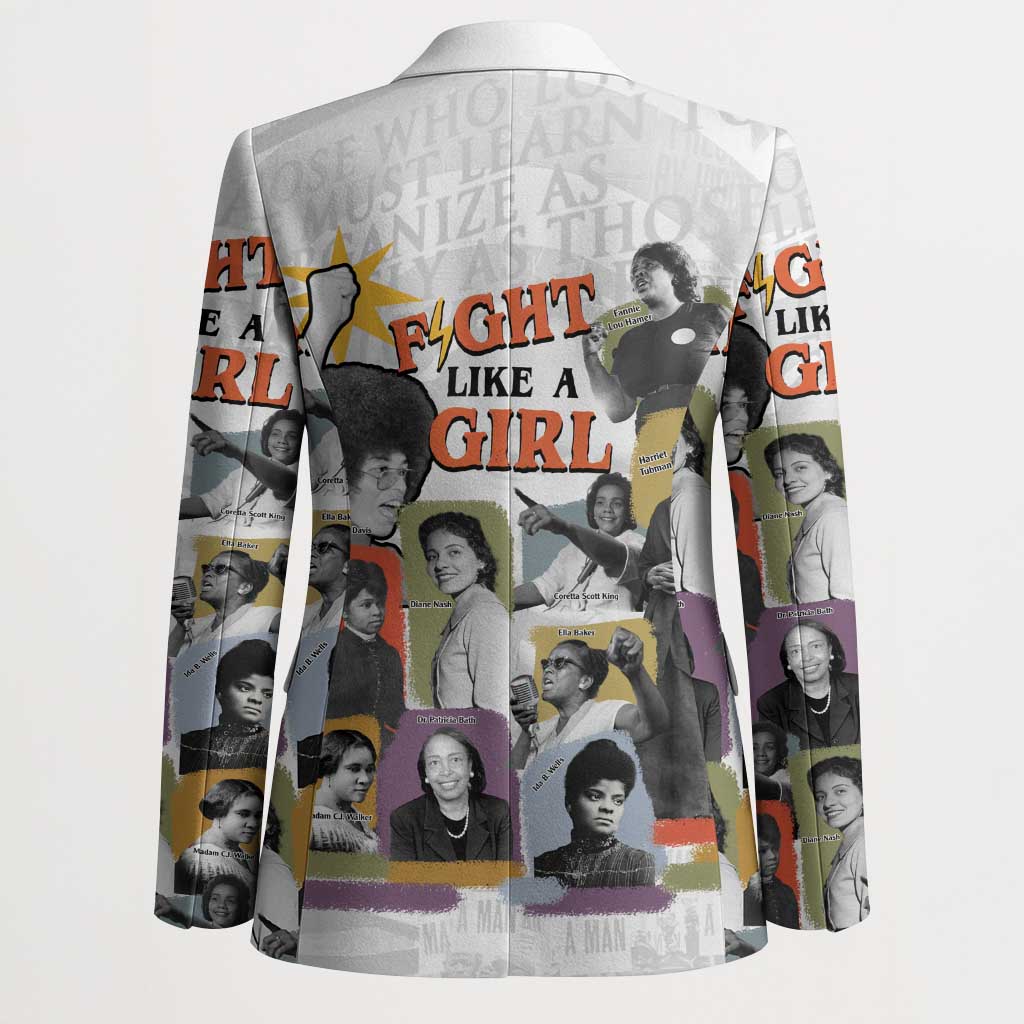 Black History Fight Like A Girl Blazer African Feminist Icons and Bold Retro Art Style - African Pride