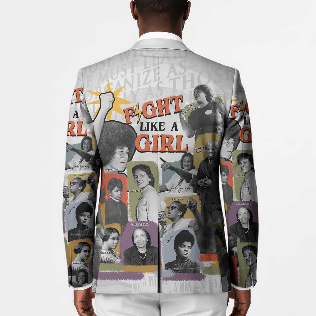 Black History Fight Like A Girl Blazer African Feminist Icons and Bold Retro Art Style - African Pride