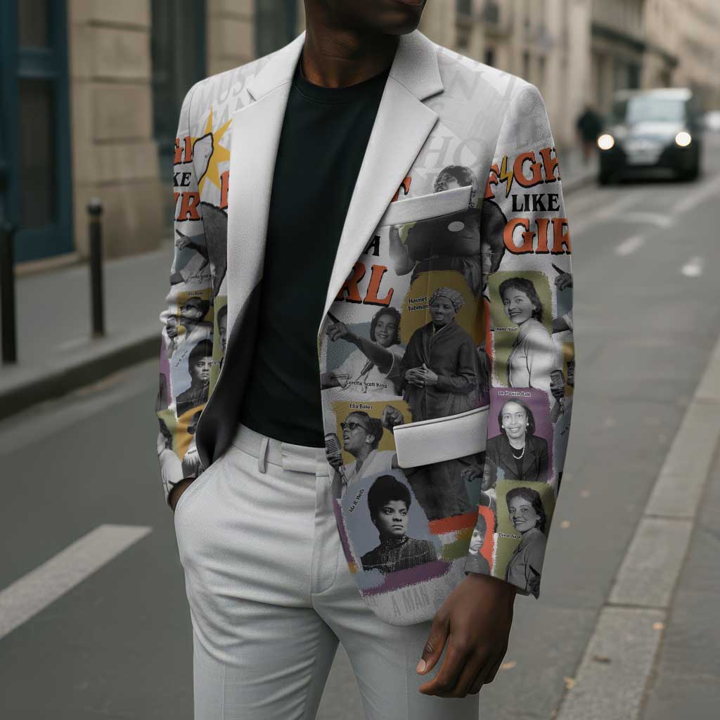 Black History Fight Like A Girl Blazer African Feminist Icons and Bold Retro Art Style - African Pride