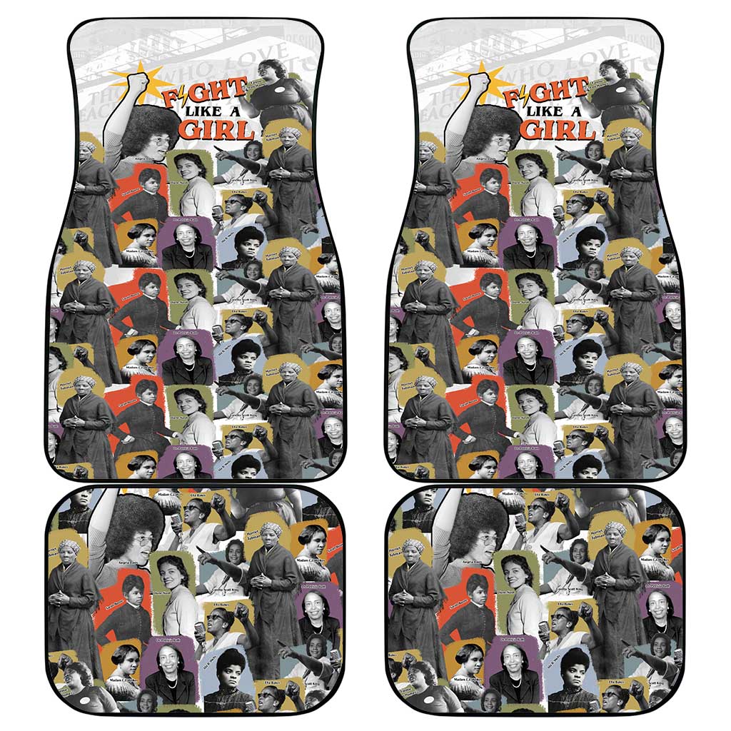 Black History Fight Like A Girl Car Mats African Feminist Icons and Bold Retro Art Style - African Pride