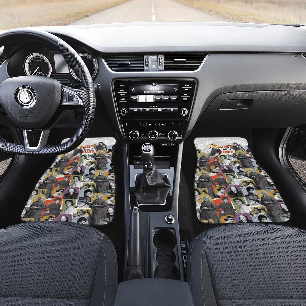 Black History Fight Like A Girl Car Mats African Feminist Icons and Bold Retro Art Style - African Pride