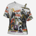 Black History Fight Like A Girl Cross Shoulder Shirt African Feminist Icons and Bold Retro Art Style - African Pride