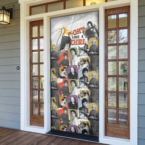 Black History Fight Like A Girl Door Cover African Feminist Icons and Bold Retro Art Style - African Pride