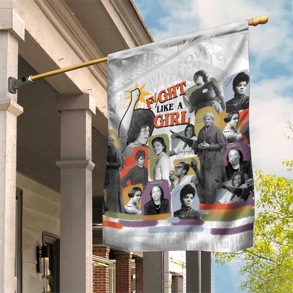 Black History Fight Like A Girl Garden Flag African Feminist Icons and Bold Retro Art Style - African Pride