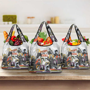 Black History Fight Like A Girl Grocery Bag African Feminist Icons and Bold Retro Art Style - African Pride