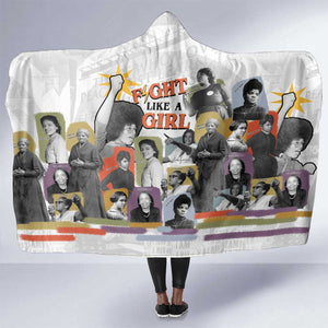 Black History Fight Like A Girl Hooded Blanket African Feminist Icons and Bold Retro Art Style - African Pride