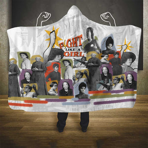 Black History Fight Like A Girl Hooded Blanket African Feminist Icons and Bold Retro Art Style - African Pride