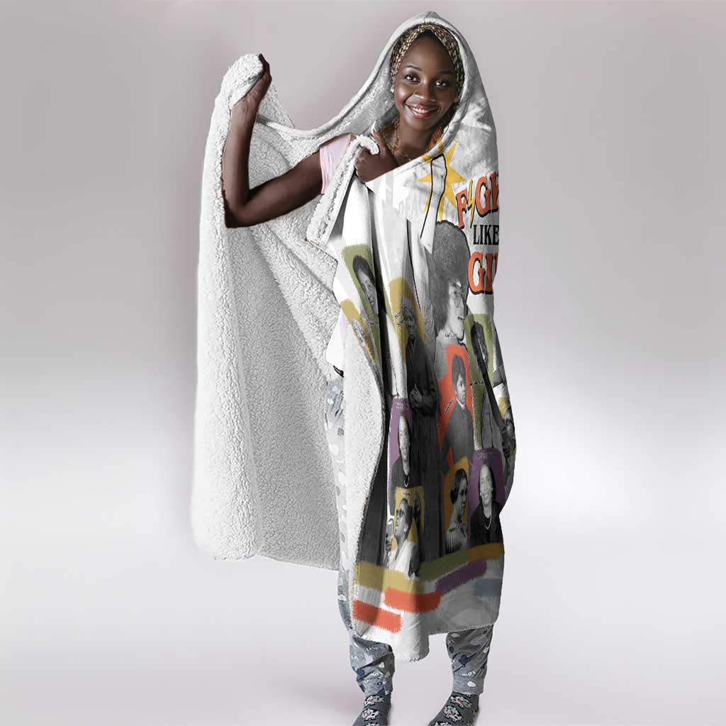 Black History Fight Like A Girl Hooded Blanket African Feminist Icons and Bold Retro Art Style - African Pride