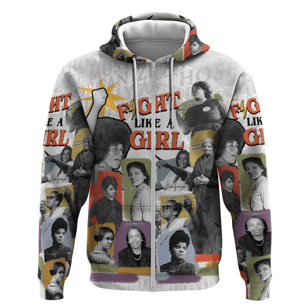 Black History Fight Like A Girl Hoodie African Feminist Icons and Bold Retro Art Style - African Pride