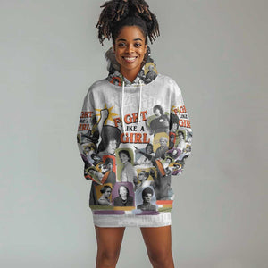 Black History Fight Like A Girl Hoodie Dress African Feminist Icons and Bold Retro Art Style - African Pride