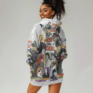 Black History Fight Like A Girl Hoodie Dress African Feminist Icons and Bold Retro Art Style - African Pride