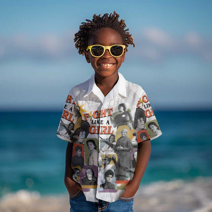 Black History Fight Like A Girl Kid Hawaiian Shirt African Feminist Icons and Bold Retro Art Style - African Pride