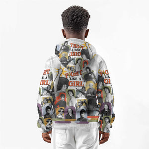 Black History Fight Like A Girl Kid Hoodie African Feminist Icons and Bold Retro Art Style - African Pride