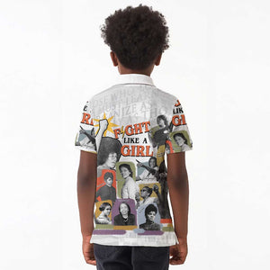 Black History Fight Like A Girl Kid Polo Shirt African Feminist Icons and Bold Retro Art Style - African Pride