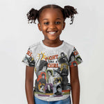 Black History Fight Like A Girl Kid T shirt African Feminist Icons and Bold Retro Art Style - African Pride