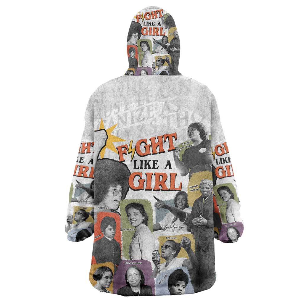 Black History Fight Like A Girl Kid Wearable Blanket Hoodie African Feminist Icons and Bold Retro Art Style - African Pride