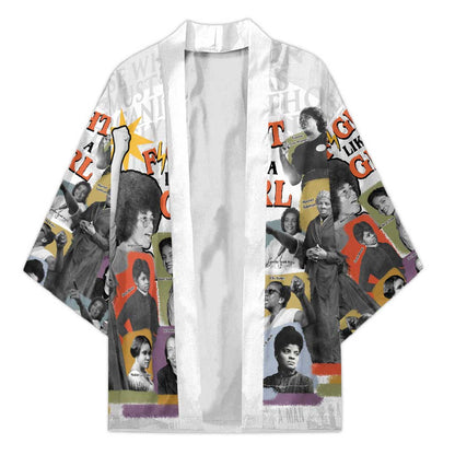 Black History Fight Like A Girl Kimono African Feminist Icons and Bold Retro Art Style - African Pride