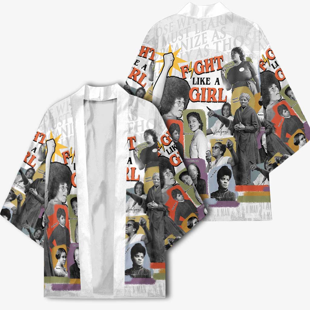 Black History Fight Like A Girl Kimono African Feminist Icons and Bold Retro Art Style - African Pride