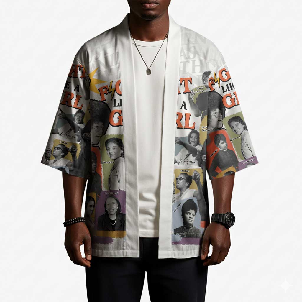 Black History Fight Like A Girl Kimono African Feminist Icons and Bold Retro Art Style - African Pride