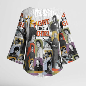 Black History Fight Like A Girl Kimono Sleeve Blouse African Feminist Icons and Bold Retro Art Style - African Pride