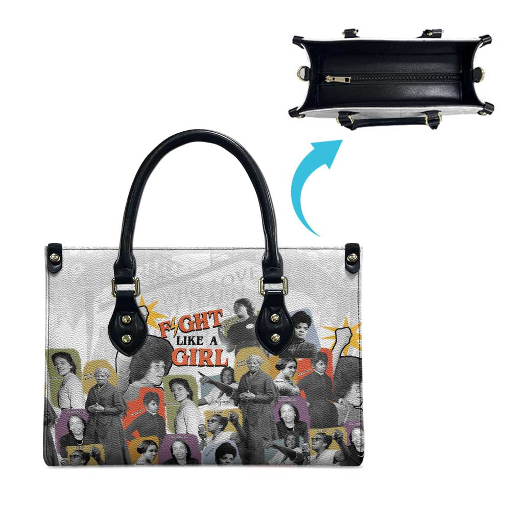Black History Fight Like A Girl Leather Bag African Feminist Icons and Bold Retro Art Style - African Pride